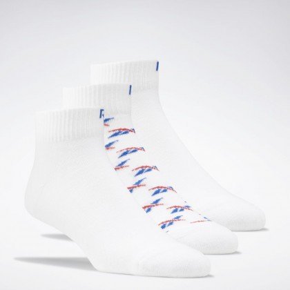 Reebok Unisex Classics Ankle Socks (3 Pairs) -جوارب ريبوك (3 أزواج) للجنسين لون أبيض وأزرق